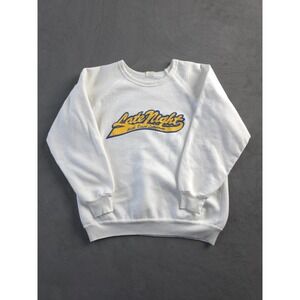 Vintage 1980s Late Night With David Letterman White Crewneck Sweatshirt XL